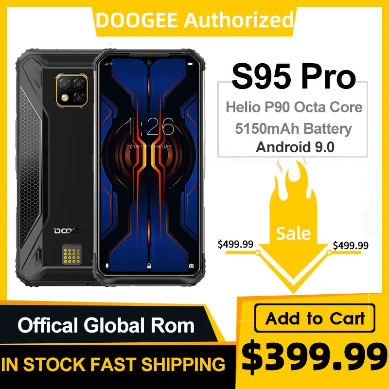 Смартфон DOOGEE S95 Pro IP68/IP69K Helio P90 8 + 128 ГБ 6 3 дюйма 5150 мА · ч 48 МП Android 9|Смартфоны| |