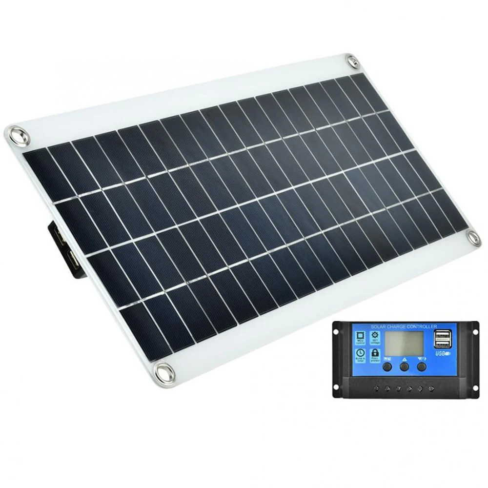 

Flexible Polycrystalline Solar Panel 20W 18V with 10A Solar Controller System Kits for Fishing Boat Cabin Camping Phone Charging