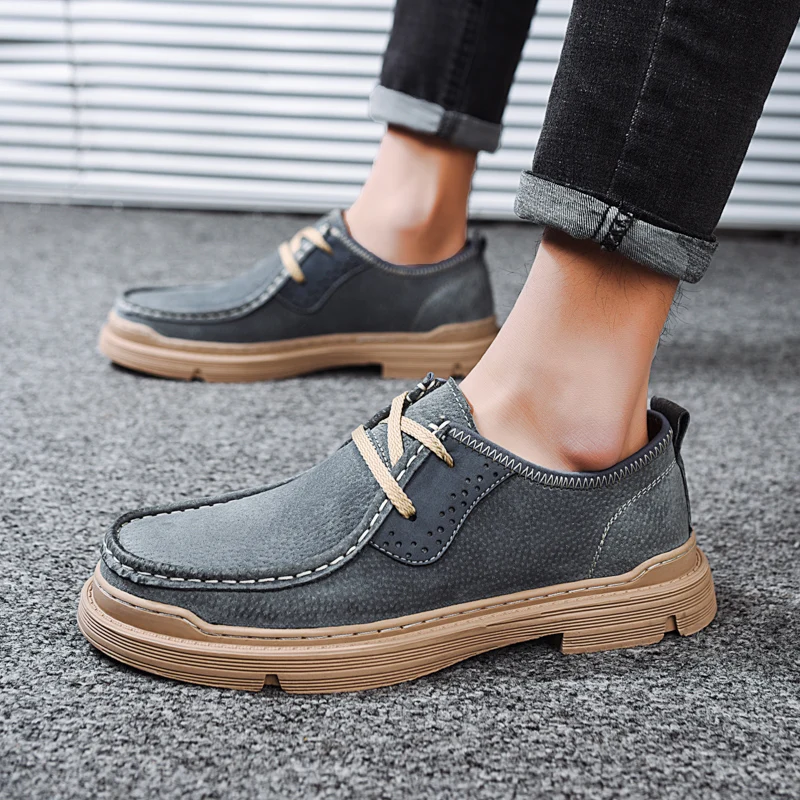 Classic Men Flock genuine Leather Shoes outdoor breathable Casual Shoes Lace Up Men Shoes Non-slip British Style Men's Shoes
Classic Men Flock genuine Leather Shoes outdoor breathable Casual Shoes Lace Up Men Shoes Non-slip British Style Men's Shoes