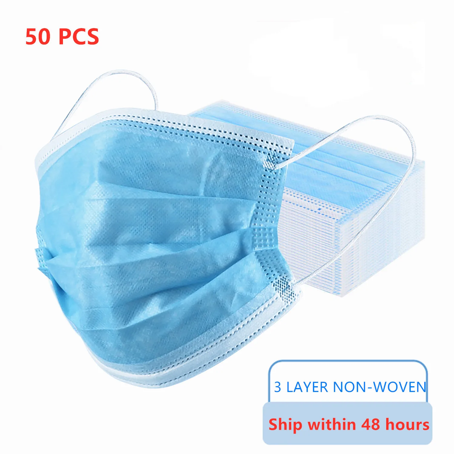 50PCS Disposable Mask Fast Delivery Dustproof Antibacterial Blue Protective Mask 3-layer Non-woven Disposable Civilian Safe Mask
50PCS Disposable Mask Fast Delivery Dustproof Antibacterial Blue Protective Mask 3-layer Non-woven Disposable Civilian Safe Mask