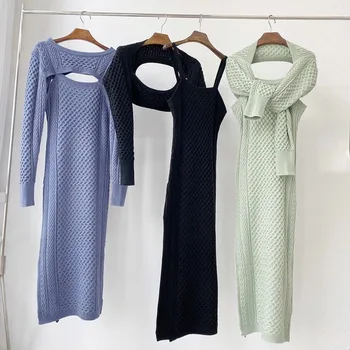 Woman Sweaters Dresses 2020 Autumn New Two Pieces Multi-Way Wearing Black Blue Green 2 pcs Warm Winter Clothes
Woman Sweaters Dresses 2020 Autumn New Two Pieces Multi-Way Wearing Black Blue Green 2 pcs Warm Winter Clothes