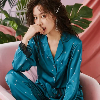 Lace Pajamas Set Women Sexy V-Neck ElegantComfort Thin Sleepwear 2020 Spring New INS Style Homewear Ladies Soft Silk Satin Sexy
Lace Pajamas Set Women Sexy V-Neck ElegantComfort Thin Sleepwear 2020 Spring New INS Style Homewear Ladies Soft Silk Satin Sexy