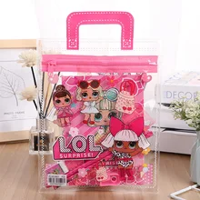Artigos de papelaria lol bonecas surpresa conjunto novo criativo portátil pvc figuras anime das crianças modelo material escolar presentes para a menina(China)