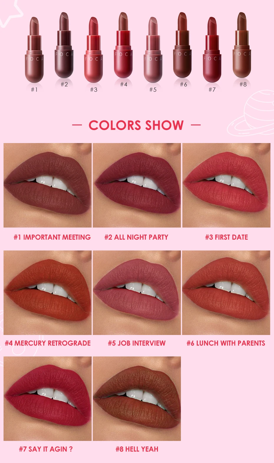FOCALLURE Matte lipstick waterproof long lasting women new make up lips Sexy red brown velvet lipstick