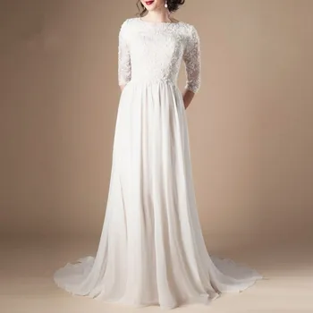Boho Vestido De Noiva Muslim Wedding Dresses A-line Half Sleeves Chiffon Appliques Lace Beach Wedding Gown Bridal Dresses
Boho Vestido De Noiva Muslim Wedding Dresses A-line Half Sleeves Chiffon Appliques Lace Beach Wedding Gown Bridal Dresses