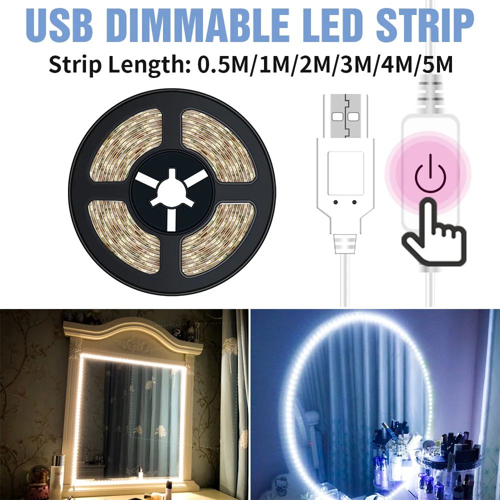 CanLing 5M Makeup Mirror Lamp Led Vanity Lights Touch Dimmable Dressing Table Lighting USB 5V Decor Bathroom Mirror Wall Light
CanLing 5M Makeup Mirror Lamp Led Vanity Lights Touch Dimmable Dressing Table Lighting USB 5V Decor Bathroom Mirror Wall Light