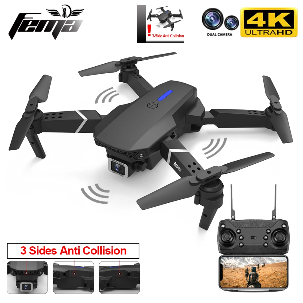 Квадрокоптер FEMA E525 Pro складной с двойной камерой 4K/1080P Wi Fi FPV|Радиоуправляемые