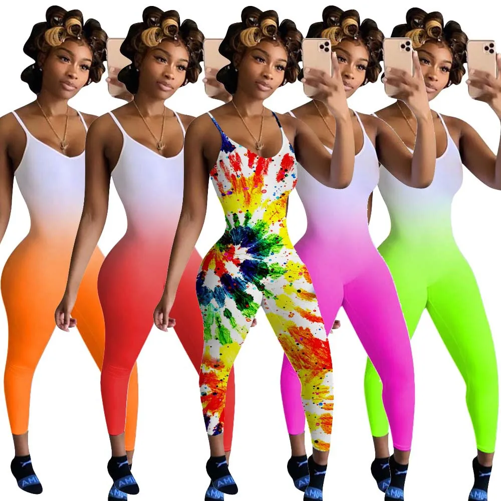 Gradient Color Pattern Spaghetti Strap Sexy Style Model Summer Women Jumpsuit European and American Casual Fashion Outfits
Gradient Color Pattern Spaghetti Strap Sexy Style Model Summer Women Jumpsuit European and American Casual Fashion Outfits