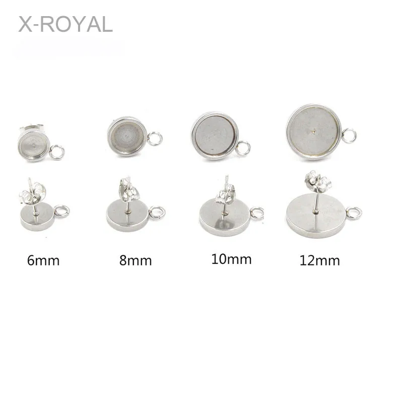 X-ROYAL 20Pcs/lot Inner Dia 6mm/8mm/10mm/12mm Stainless Steel Blank Bases Stud Earring Settings Cabochon Base DIY Charms Pendant
X-ROYAL 20Pcs/lot Inner Dia 6mm/8mm/10mm/12mm Stainless Steel Blank Bases Stud Earring Settings Cabochon Base DIY Charms Pendant