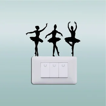 

15*10cm Ballerinas Silhouette Vinyl Light Switch Stickers Ballet Dancer Wall Stickers/Decal