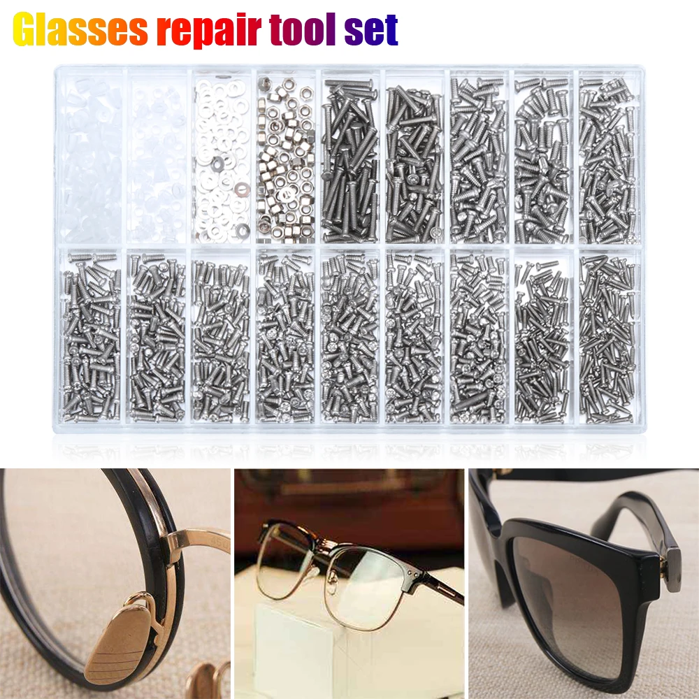 1000 Pcs Spectacles Sunglasses Glasses Repair Screw Nut Screwdriver Assorted Kit Tool Used For Fixing Glasses/Watch | Аксессуары для