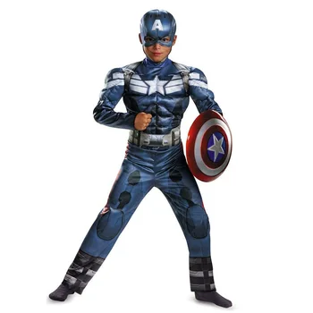 

Child Captain America Muscle Fancy Dress Kid Boy The Avengers Civil War Superhero Costume Halloween Fantasia Outfit