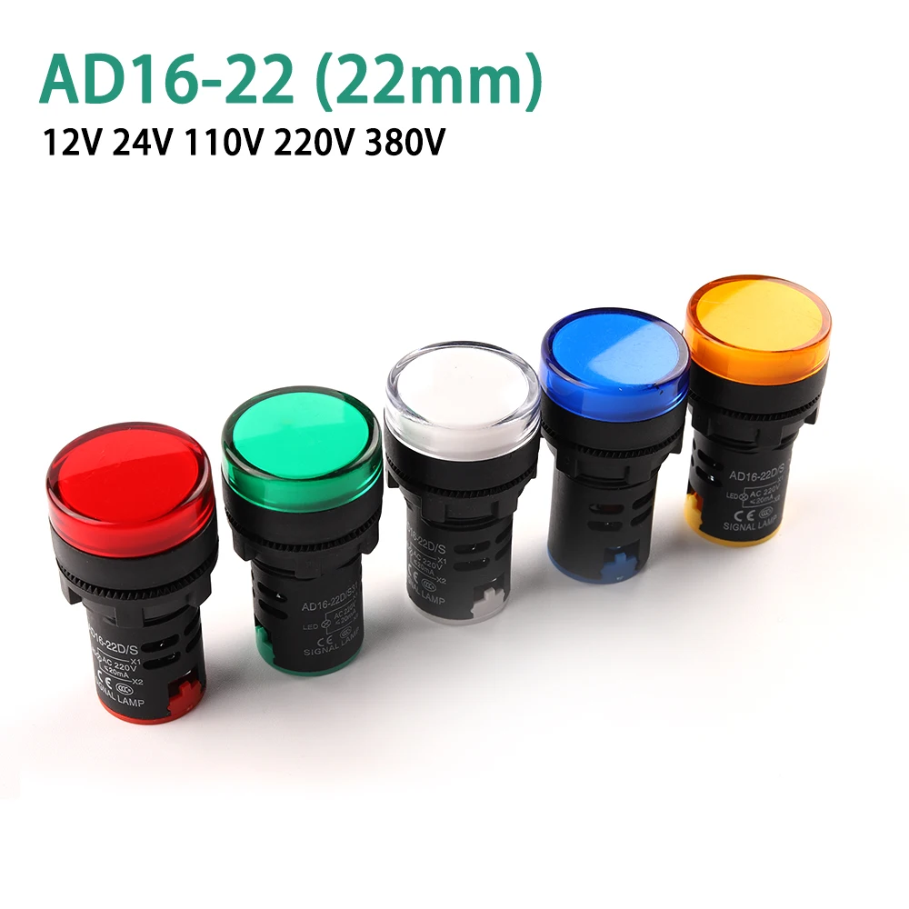 1pcs AD16-22 22mm12V 24V 110V 220V 380V Panel Mount LED Power Indicator Pilot Signal Light Lamp Red Blue White Green Yellow
1pcs AD16-22 22mm12V 24V 110V 220V 380V Panel Mount LED Power Indicator Pilot Signal Light Lamp Red Blue White Green Yellow