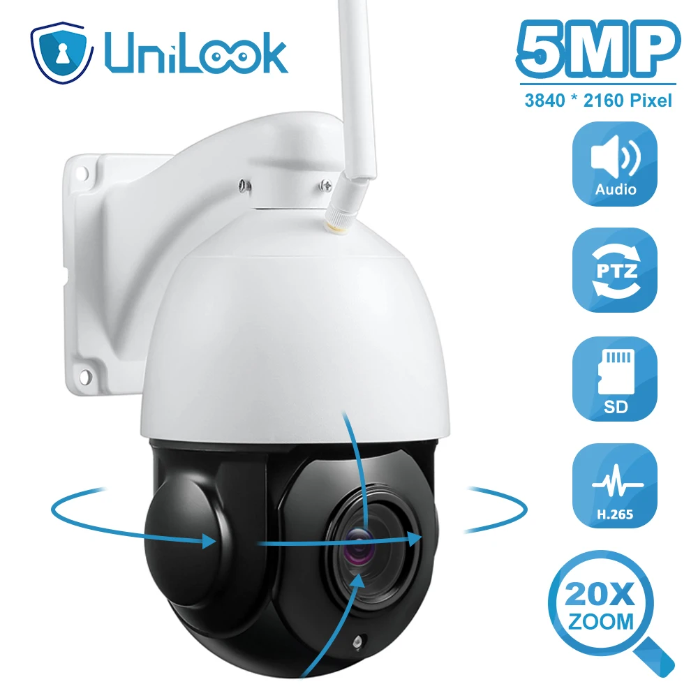 UniLook 5MP Wireless IP Camera Support 20X Zoom Motion Detection Night Vision Up to 60m Built in SD Card Wifi Camera H.265 P2P
UniLook 5MP Wireless IP Camera Support 20X Zoom Motion Detection Night Vision Up to 60m Built in SD Card Wifi Camera H.265 P2P