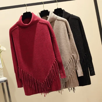 FMFFSOM Spring Autumn Women Tassel Casual Knitting Sweater Female Turtleneck Long Sleeve Solid Color Knitted Tops Ladys Sweater
FMFFSOM Spring Autumn Women Tassel Casual Knitting Sweater Female Turtleneck Long Sleeve Solid Color Knitted Tops Ladys Sweater