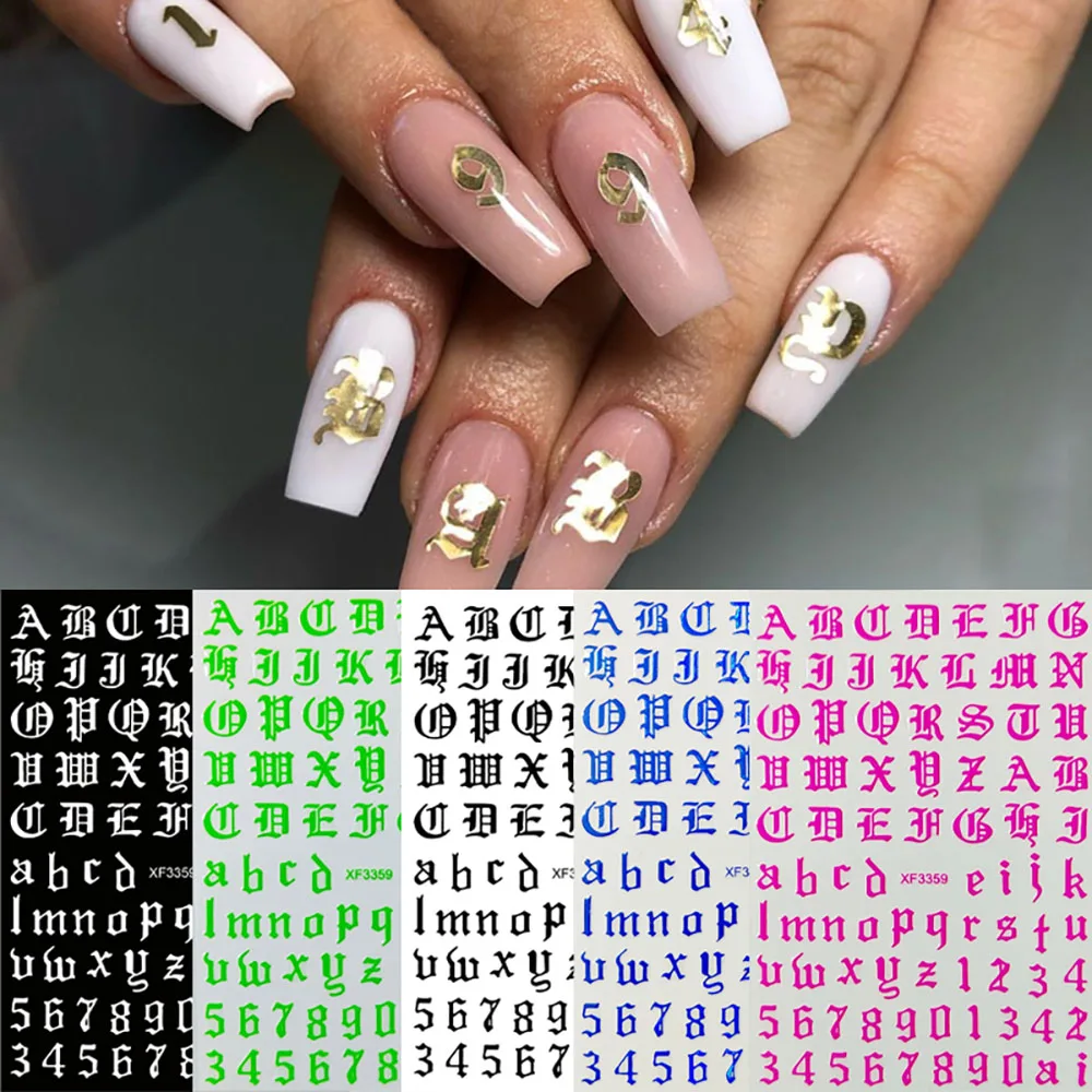 12Pcs/Set Nail Sticker Letter Number Nail Designs White Black Laser Gold Stickers Decals Wrap Tips Decoration Acrylic Nails Tool
12Pcs/Set Nail Sticker Letter Number Nail Designs White Black Laser Gold Stickers Decals Wrap Tips Decoration Acrylic Nails Tool
