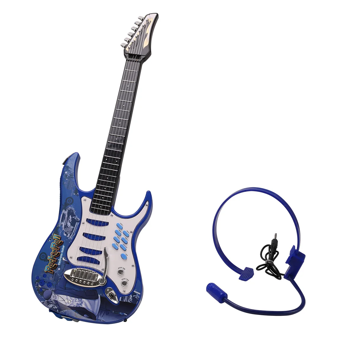 6 Strings Electric Guitar Musical Instrument Early Educational Toy with Earphone for Children - Blue
6 Strings Electric Guitar Musical Instrument Early Educational Toy with Earphone for Children - Blue