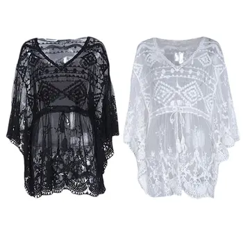 Women Sexy See-Through Bikini Cover Up Hollow Out Floral Lace Tunic Tops V-Neck Tassels Drawstring Loose Beach Dress
Women Sexy See-Through Bikini Cover Up Hollow Out Floral Lace Tunic Tops V-Neck Tassels Drawstring Loose Beach Dress