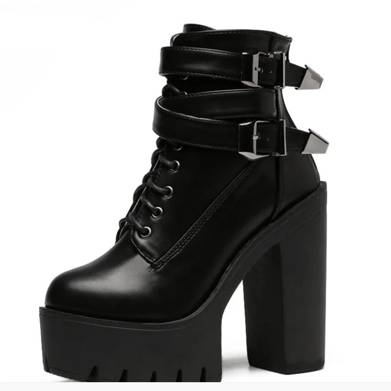 Spring Autumn Fashion Women Boots High Heels Platform Buckle Lace Up Leather Short Booties Black Ladies Shoes Promotion
Spring Autumn Fashion Women Boots High Heels Platform Buckle Lace Up Leather Short Booties Black Ladies Shoes Promotion