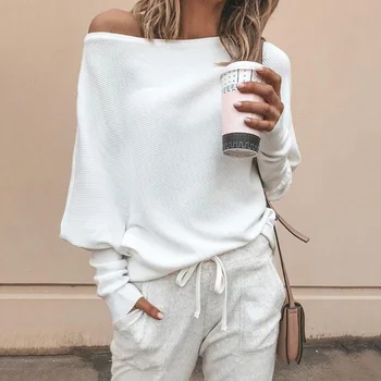 sleeve Batwing casual loose sweater tops pullover Fashion autumn off shoulder knitted sweater Solid grey white knitwear jumper
sleeve Batwing casual loose sweater tops pullover Fashion autumn off shoulder knitted sweater Solid grey white knitwear jumper