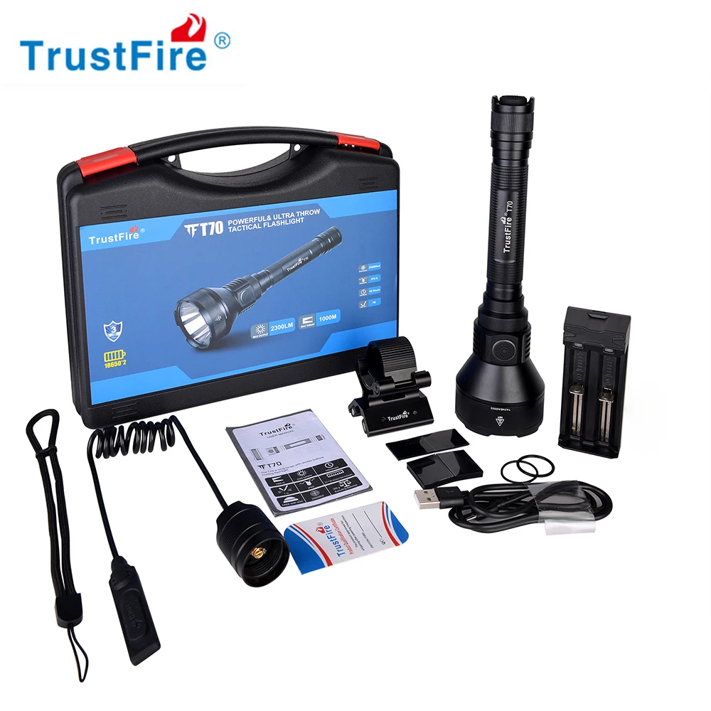 Trustfire T70 Flashlight 2300lm LED Flashlight Ultra Powerful Rechargeable Distance LED Flashlight For Hunting Camping Hunting
Trustfire T70 Flashlight 2300lm LED Flashlight Ultra Powerful Rechargeable Distance LED Flashlight For Hunting Camping Hunting