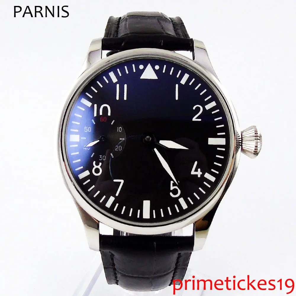 44mm black dial parnis 6497 movement mechanical leather strap watches hand winding mens watch PA001
44mm black dial parnis 6497 movement mechanical leather strap watches hand winding mens watch PA001
