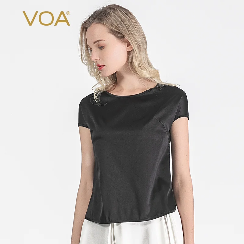 Voa Satin 19mm Solid Color Stretch Silk Neck Shoulder Short Sleeve Small Furcal Lower Loose Simple T-shirt B672 T Shirt Women
Voa Satin 19mm Solid Color Stretch Silk Neck Shoulder Short Sleeve Small Furcal Lower Loose Simple T-shirt B672 T Shirt Women