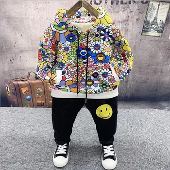 winter Children Clothing Set Boys Sports Suit 2-6Years Kids Flower-printed hoodies +plush jeans boys set Baby Boys Clothes sets 
winter Children Clothing Set Boys Sports Suit 2-6Years Kids Flower-printed hoodies +plush jeans boys set Baby Boys Clothes sets