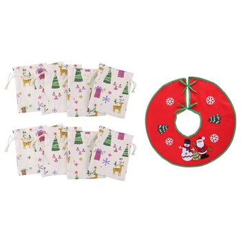 10Pcs Linen Jute Drawstring Gift Bags Sacks Favors & 1 Pcs 18 Inch Red Christmas Tree Skirt Xmas Tree Skirt Base Cover
10Pcs Linen Jute Drawstring Gift Bags Sacks Favors & 1 Pcs 18 Inch Red Christmas Tree Skirt Xmas Tree Skirt Base Cover