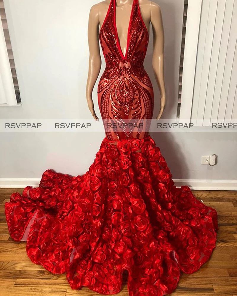 Long Red Sequined Prom Dresses 2020 Sexy Mermaid V-neck Sleeveless 3D Rose African Black Girl Real Party Prom Gowns
Long Red Sequined Prom Dresses 2020 Sexy Mermaid V-neck Sleeveless 3D Rose African Black Girl Real Party Prom Gowns
