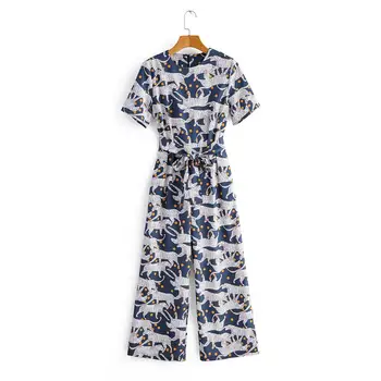 2020 New women animal print casual jumpsuits ladies o neck short sleeve bow tied sashes wide leg pants chic pockets siamese P605
2020 New women animal print casual jumpsuits ladies o neck short sleeve bow tied sashes wide leg pants chic pockets siamese P605
