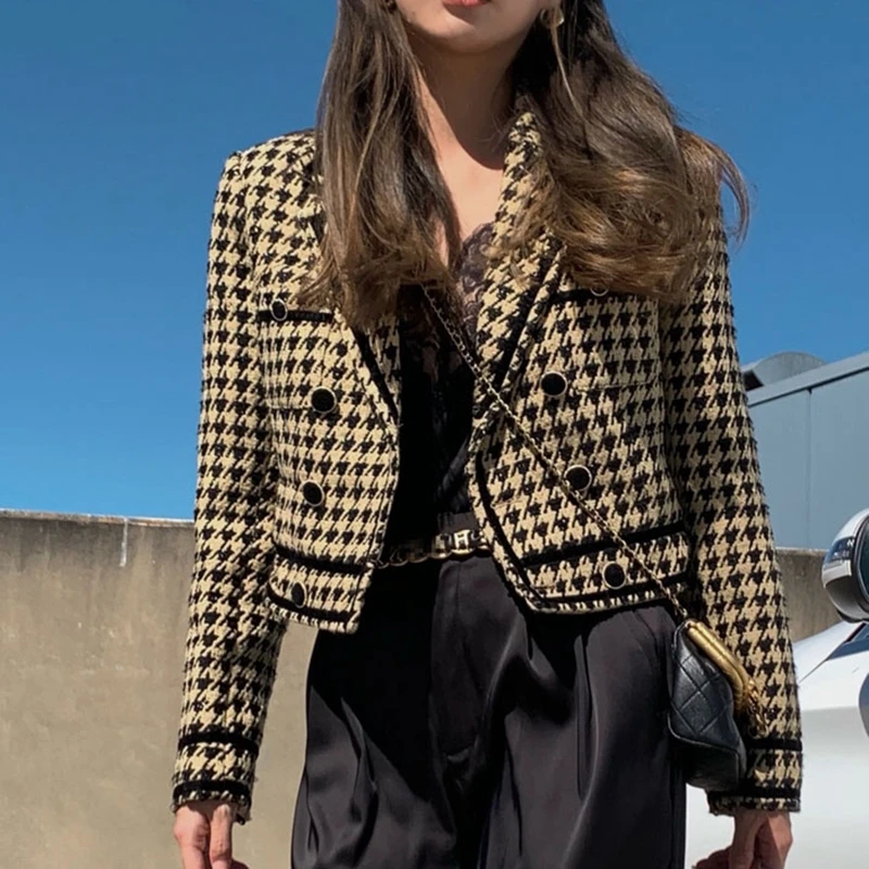 High Quality 2020 Autumn Winter Woolen Tweed Jacket Coats Luxury Korean Short Coat Women Fashion Vintage Houndstooth Outwear
High Quality 2020 Autumn Winter Woolen Tweed Jacket Coats Luxury Korean Short Coat Women Fashion Vintage Houndstooth Outwear