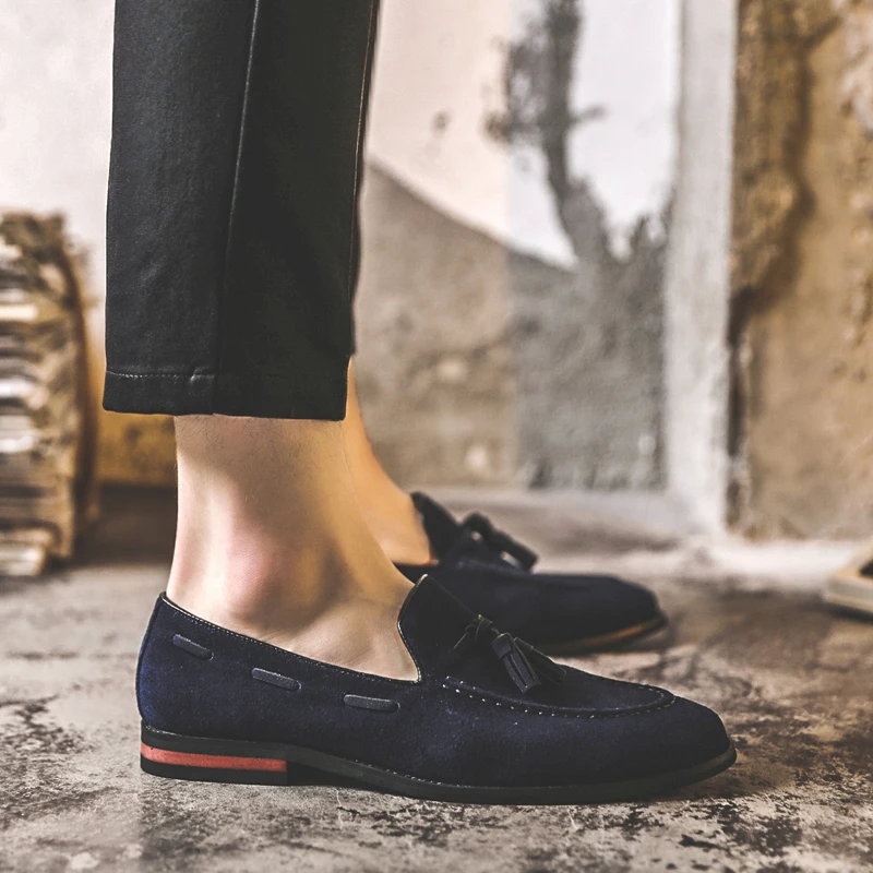 Suede Leather Men Loafer Shoes Fashion Male Boat Shoes Casual Shoes Man Party Wedding Footwear