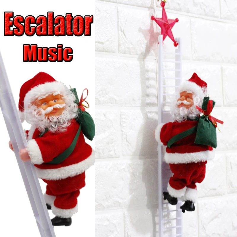 

Marry Christmas Electric Climbing Ladder Santa Claus Xmas Ornaments Christmas Tree Hanging Decors with Music Kid Toys 2022 Gifts