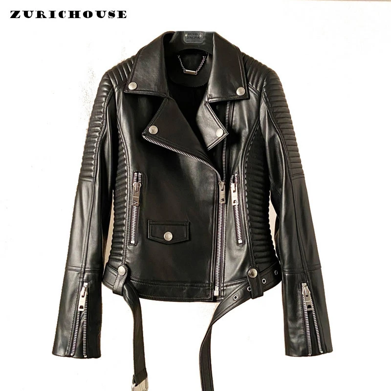 ZURICHOUSE Natural Sheepskin Coat For Women Fashion European Style Top Quality Genuine Leather Women's Moto Biker Zipper Jacket 
ZURICHOUSE Natural Sheepskin Coat For Women Fashion European Style Top Quality Genuine Leather Women's Moto Biker Zipper Jacket
