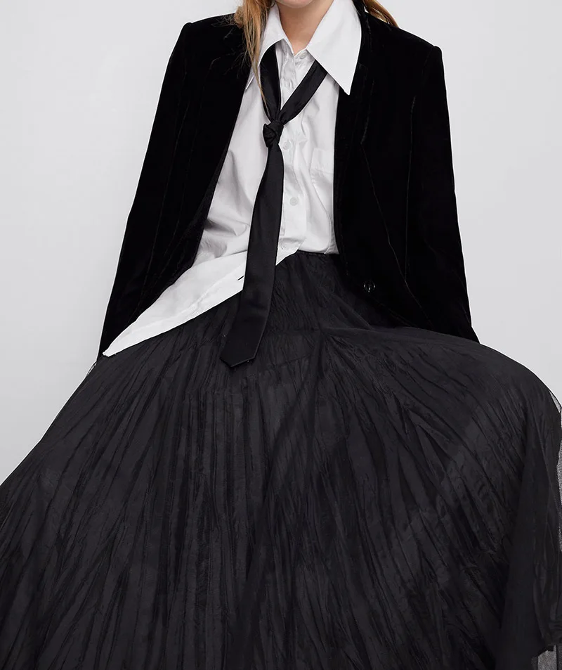 Spring Women's Western Style Gauze Skirt Drape Answer Black And White with Pattern Half-length Europe And America Wind Belt Lini
Spring Women's Western Style Gauze Skirt Drape Answer Black And White with Pattern Half-length Europe And America Wind Belt Lini