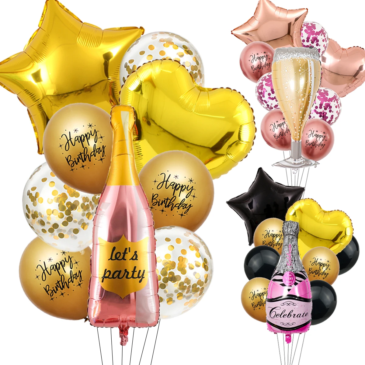 

40inch Champagne Balloons Happy Birthday Black Gold Latex Party Decorations Beer Rosegold Babyshower aluminum foil Big Balloon