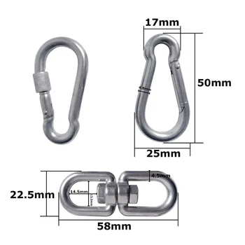 M5 Stainless Steel Double Ended Swivel Eye Hook Safety Carabiner Spring Snap Hook Swivel Shackle Ring Connector Set of 3
M5 Stainless Steel Double Ended Swivel Eye Hook Safety Carabiner Spring Snap Hook Swivel Shackle Ring Connector Set of 3