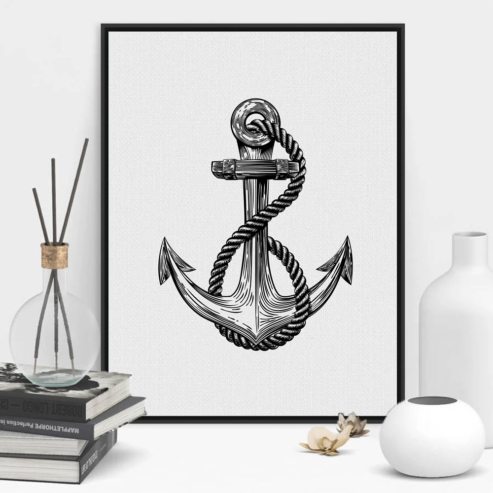Poster wall art canvas painting black and white anchor wall picture antique nautical decoration
Poster wall art canvas painting black and white anchor wall picture antique nautical decoration