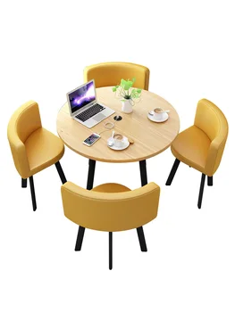 Simple Negotiation Table and Chair Combination Small Round Table, One Table, Four Chairs, Tea Shop, Coffee Shop, Office Meeting
Simple Negotiation Table and Chair Combination Small Round Table, One Table, Four Chairs, Tea Shop, Coffee Shop, Office Meeting