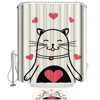 Valentine Cat Love Smile Shower Curtain with Hooks Doormat Bath Floor Mat Waterproof Polyester
Valentine Cat Love Smile Shower Curtain with Hooks Doormat Bath Floor Mat Waterproof Polyester