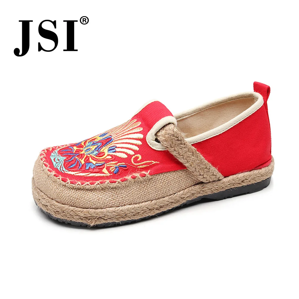 

JSI Fashion Women Flats Embroider Design Chinese Style Slip-On Comfortable Round Toe Shoes Breathable Anti-Slippery Flats JE305