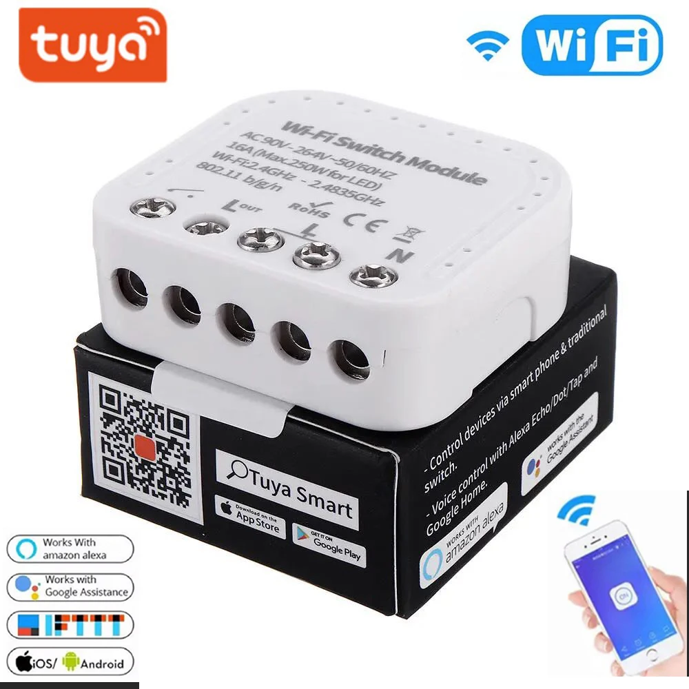 16A Tuya Wifi Smart Switch App Remote Control WiFi Switch Module 90V-240V Support External Switch Works With Alexa Google Home
16A Tuya Wifi Smart Switch App Remote Control WiFi Switch Module 90V-240V Support External Switch Works With Alexa Google Home