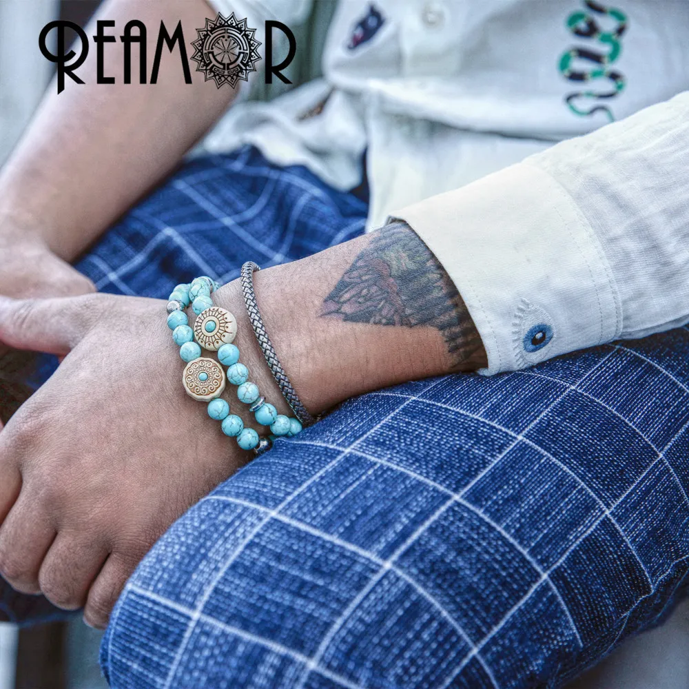 REAMOR Natural Turquoise Ethnic Wooden beads bracelet homme fashion bangles Men/Women Bracelet Accessorie Jewelry Gift
REAMOR Natural Turquoise Ethnic Wooden beads bracelet homme fashion bangles Men/Women Bracelet Accessorie Jewelry Gift