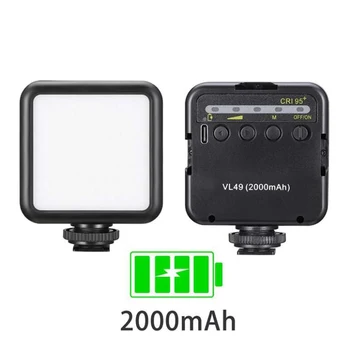 VL49 Mini Camera Video Light with Cold Shoe, Portable & Rechargeable 2000mAh LED Photography Lamp Dimmable for Vlogging
VL49 Mini Camera Video Light with Cold Shoe, Portable & Rechargeable 2000mAh LED Photography Lamp Dimmable for Vlogging