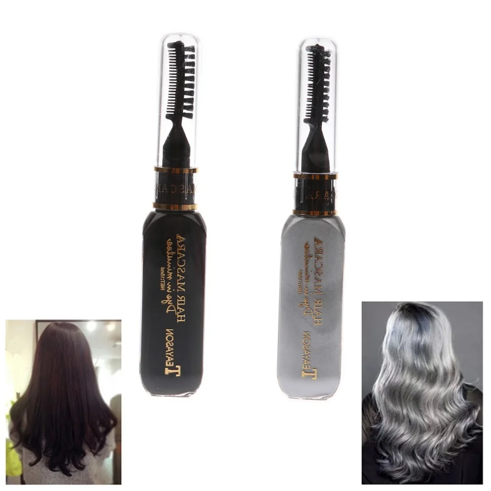2 Bottles Professional Hair Dye Temporary Hair Color Stick Non-toxic Salon Diy Hair Dyeing Mascara (Black+Gray) 2 Bottles Professional Hair Dye Temporary Hair Color Stick Non-toxic Salon Diy Hair Dyeing Mascara (Black+Gray)