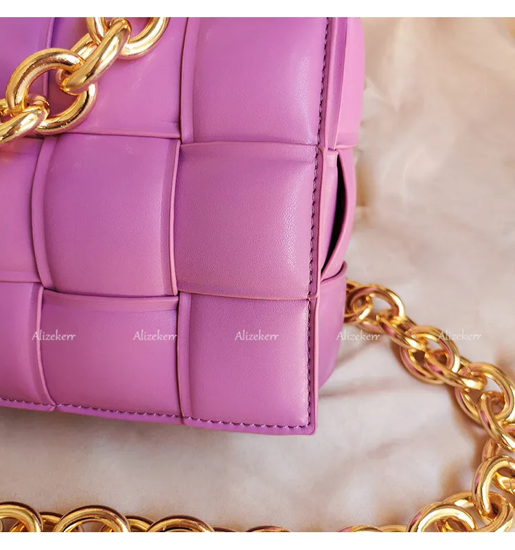 Metal Chain Avocado Green Shoulder Bag Women 2020 New Designer Woven Small Square Crossbody Bag Female Fashion Purse Top Quality Metal Chain Avocado Green Shoulder Bag Women 2020 New Designer Woven Small Square Crossbody Bag Female Fashion Purse Top Quality