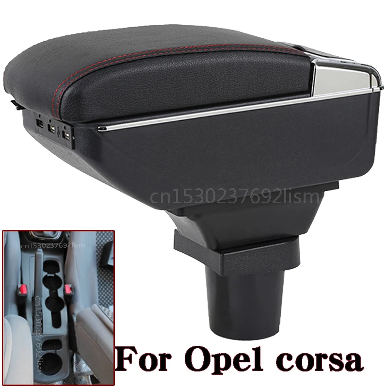 

For Opel corsa 2020 armrest box USB Charging heighten Double layer central Store content cup holder ashtray accessories