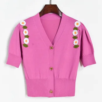 Crop Cardigan 2020 Summer Women Sweater Coat V-neck Single Breasted Thin Cardigan Hand Hook Daisy Half Puff Sleeve Knitted Tops
Crop Cardigan 2020 Summer Women Sweater Coat V-neck Single Breasted Thin Cardigan Hand Hook Daisy Half Puff Sleeve Knitted Tops