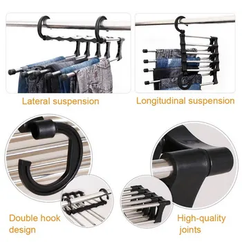 Newest 5 in 1 Pant Rack Multifunction Shelves Stainless Steel Multi-functional Wardrobe Magic Trouser Hangers Dropshipping new
Newest 5 in 1 Pant Rack Multifunction Shelves Stainless Steel Multi-functional Wardrobe Magic Trouser Hangers Dropshipping new